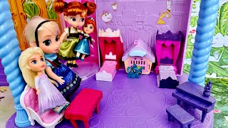 Hindi Urdu story of Anna Elsa dolls barbie dolls Disney princess dolls at frozen dream house castle [upl. by Rehc]