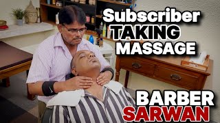 Sarwan Barber Giving Head Massage to his Subscriber  Neck Cracking ASMR indianbarber relaxation [upl. by Meggi801]