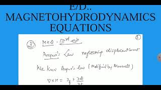 ED MAGNETOHYDRODYNAMICS EQUATIONS [upl. by Ewald]