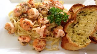 Camarones Scampi con pasta linguine Receta [upl. by Attikram]