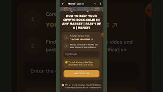 How to Keep Your Crypto RockSolid in Any Market  Part 1 of 6  MemeFi  MemeFi Code [upl. by Bernt]