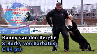 WUSV Universal Sieger 2019 World Championships Ronny van den Berghe amp Korky von Barbatus C 94 pts [upl. by Nnaeus]