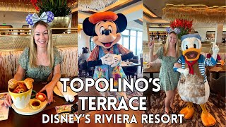 CHARACTER BREAKFAST at Topolinos Terrace Disneys Riviera Resort Skyliner Boardwalk Yacht Club [upl. by Reema730]