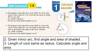 Circular measure selfexercise 16 Q2 Q3 sukatan membulat latihan kendiri 16 form 5 add maths kssm [upl. by Aisyle]