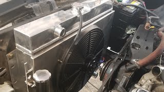 Installing An Aluminum Radiator And Electric Fan On A Classic Chevy [upl. by Coonan458]