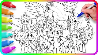 MY LITTLE PONY Coloring Pages Easy Drawing Tutorial Art How to color My Little Pony [upl. by Lehman4]