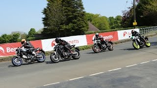 Suzuki SV650 v Yamaha MT07 v Kawasaki ER6n v WK650i Isle of Man Lightweight TT Test [upl. by Earahs]