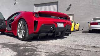 488 Pista Novitec Valved Exhaust  Downpipe  PP Performance Tune Start up and revs [upl. by Rockie]