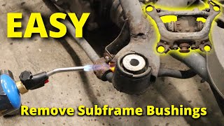 How to REMOVE E46 Rear Subframe Bushings Powerflex Upgrades [upl. by Chap]