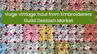 Huge vintage fabric linen doily amp fibre haul from Embroiderers Guild Destash Market vintagehaul [upl. by Selfridge737]