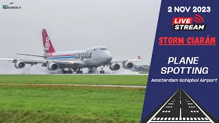 🔴LIVE STORM CIARÁN High GUSTS amp Crosswind Arrivals At Amsterdam Schiphol Airport  Plane Spotting [upl. by Riker935]