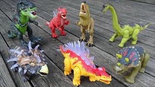 Dinosaur Walking Tyrannosaurus Rex Triceratops Spinosaurus  Dinosaurs Toys Collection For kids [upl. by Etnuad734]