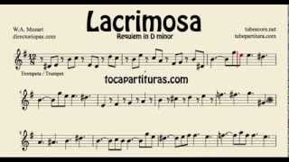 Lacrimosa Sheet Music for Easy Trumpet Requiem in D minor [upl. by Aniryt]