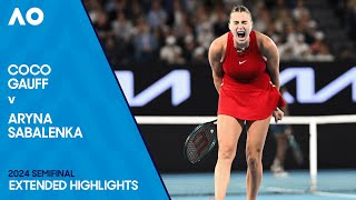 Coco Gauff v Aryna Sabalenka Extended Highlights  Australian Open 2024 Semifinal [upl. by Alilak]