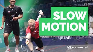 RIDICULOUS DOUBLE DIVE 🤯  🏴󠁧󠁢󠁷󠁬󠁳󠁿 Makin v Asal 🇪🇬  Slow Mo Squash 🎥 [upl. by Etsirhc]