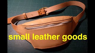 making a leather chest bag waist bag Leathercraft [upl. by Amrac]