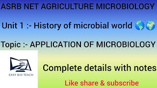 APPLICATION OF MICROBIOLOGY  agriculture microbiology  ICAR ASRB NET icarnet asrb [upl. by Accebber898]