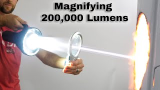 Magnifying The Worlds Brightest Flashlight 200000 Lumens [upl. by Ecnedac418]