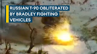 Ukraine How USsupplied Bradleys destroyed feared Russian T90 tank [upl. by Atiker]