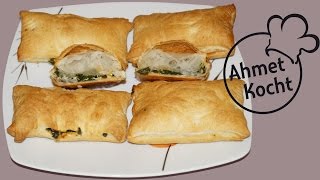 Rezept Blätterteig mit Spinat und Weichkäse  AhmetKocht  kochen  Folge 112 [upl. by Leonteen765]