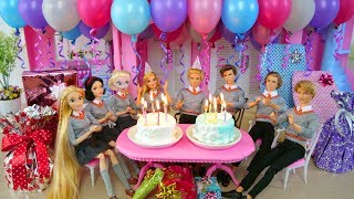 Twin Barbie amp Kens Birthday Party with Friends Pesta ulang tahun Barbie Festa de aniversário [upl. by Chesney77]