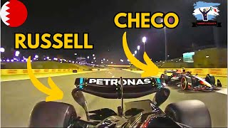 El Gran Sobrepaso De Checo Pérez A Russell Visto Desde Todas Las Cámaras  Gran Premio Bahréin [upl. by Airat320]