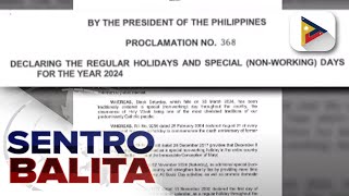 Regular holidays at special nonworking days sa 2024 inanunsiyo ng Malacañang [upl. by Durnan]