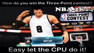 NBA 2K14  3 point Contest Trick  Make the CPU win it for you XBOX ONE [upl. by Eirrab]