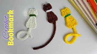 EASY CROCHET CAT BOOKMARK WITH COLLAR  CROCHET CAT BOOKMARK TUTORIAL FOR BEGINNERS [upl. by Groot]