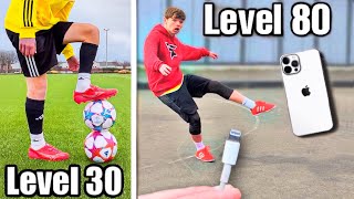 TRICK SHOTS from Level 1 To Level 100 FootballSoccer [upl. by Krissie]