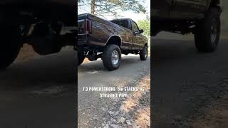 73 POWERSTROKE 5in STACKS vs STRAIGHT PIPE [upl. by Analat315]