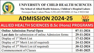 University of Child Health Sciences UCHS Lahore Admissions 202425 DPT amp Allied Health Sciences [upl. by Alien]