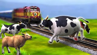 गर्भवती गाय माँ बच्चा और ट्रेन Train Crossing Pregnant Cow and Baby Story Moral Stories in Hindi [upl. by Nareik293]