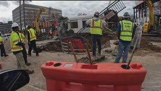 Massive sinkhole on Peachtree Street in Atlanta [upl. by Thaddus629]