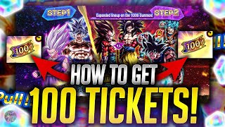 HOW TO GET 100 TICKETS FOR 3 LEGENDS LIMITED SUMMON GUARANTEED FESTIVAL 2023 Dragon Ball Legends [upl. by Labannah]