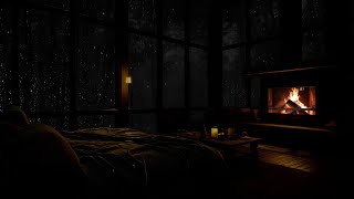 Tranquil Retreat Cozy Cabin Rainfall and Fireplace Sounds for Relaxation [upl. by Llerihs558]