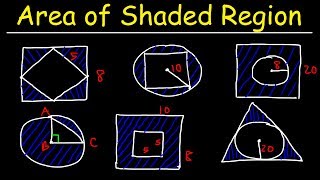 Area of Shaded Region  Circles Rectangles Triangles amp Squares  Geometry [upl. by Junina]