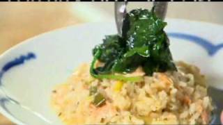 WoodRoasted Salmon Risotto with Spinach Garnish  Annabel Langbein [upl. by Lleinad]