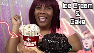 COLD STONE ICE CREAM AND CHOCOLATE CAKE DESSERT MUKBANG QA WITH EAT WITH DARN [upl. by Bate254]