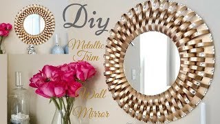 Diy Metallic Trim Wall Mirror Inexpensive Wall Decorating Idea [upl. by Yaron]