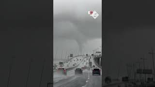 Waterspout spotted in Lisbon from Vasco da Gama bridge [upl. by Nnayar]