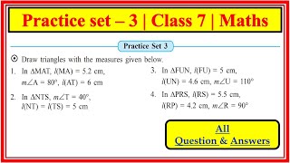 Practice set 3 class 7th maths  Geometrical Constructions  Maharashtra State Board  Chapter 1 [upl. by Rausch]