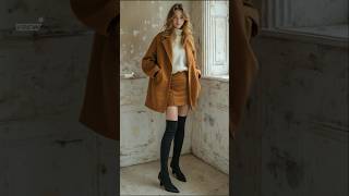 2024 Winter fashions  suede jacket amp mini skirt styles outfits [upl. by Viviane]