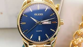 OLEVS Mens Gold Watches Analog Quartz Business Dress Watch Day Date Stainless Steel Classicbuy now [upl. by Andros]