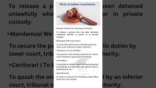 Types of writs in Indian constitution  indian constitution [upl. by Nwahsyar]