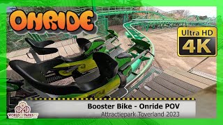 Booster Bike Toverland 2023 ONRIDE POV Roller Coaster Achterbahn Freizeitpark Toverland achtbaan [upl. by Ellenoj]