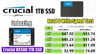 Crucial BX500 1TB SATA SSD Unboxing amp Actual Speed Test  Crucial SSD Read amp Write Speed Test [upl. by Honor]