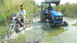 My Sonalika 60 Rx Tractor and Bajaj CT 100 Bike stuck in Mud at Same Place [upl. by Ute]