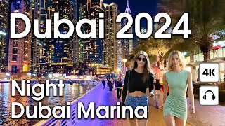 Dubai 🇦🇪 Night Dubai Marina  4K  Walking Tour [upl. by Jamila]