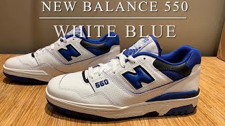 New Balance 550 White Blue on Feet [upl. by Panayiotis]